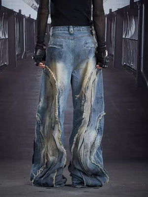 Zipper barrel jeans – Blue on model, front 2 | XoKool