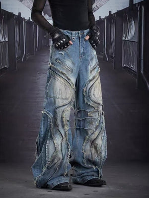 Zipper barrel jeans – Blue on model, front (corridor) | XoKool
