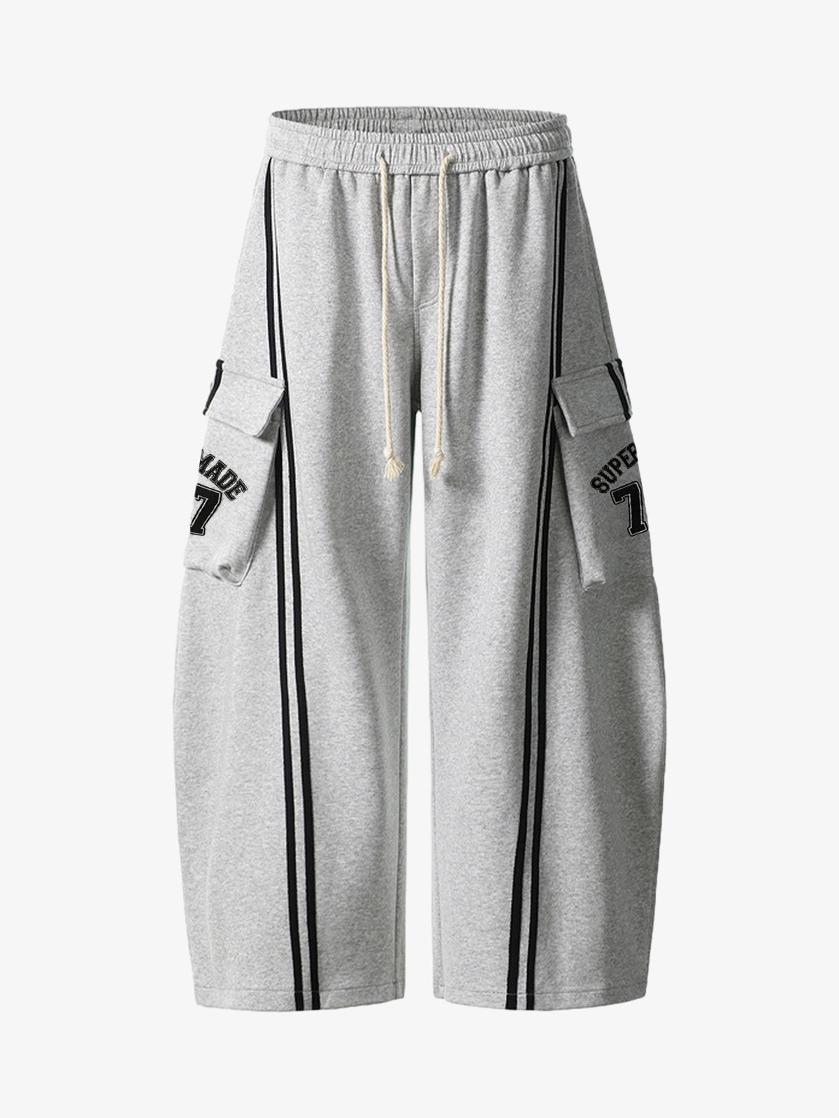 Sweatpants – Cotton Web Stitching Letter Print Drawstring Barrel Pants | XoKool