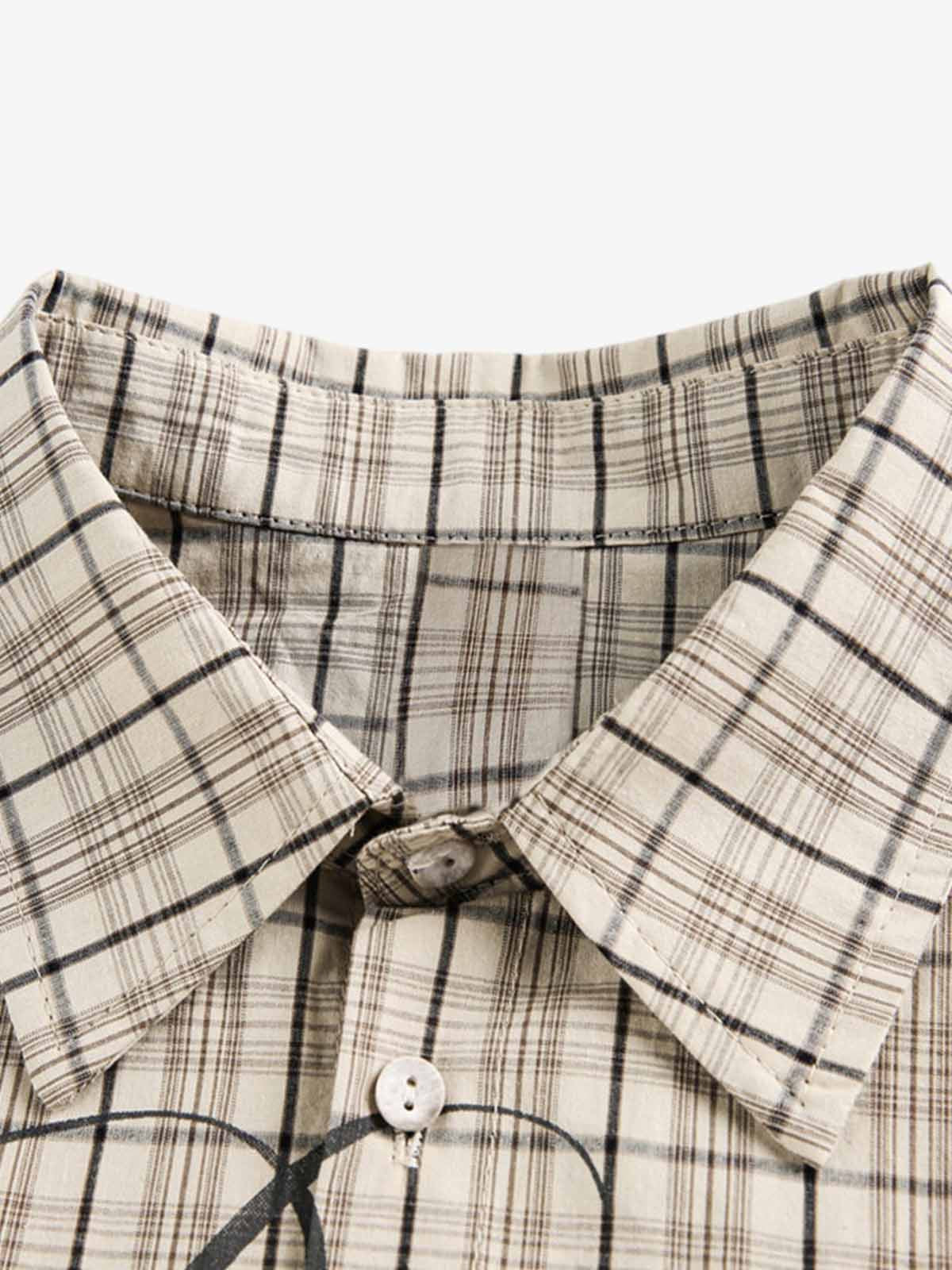 Street Print Lettering Plaid Long-Sleeve Shirt - image 5