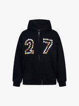 Fun Multicolor Button Print Hooded Cardigan Sweatshirt