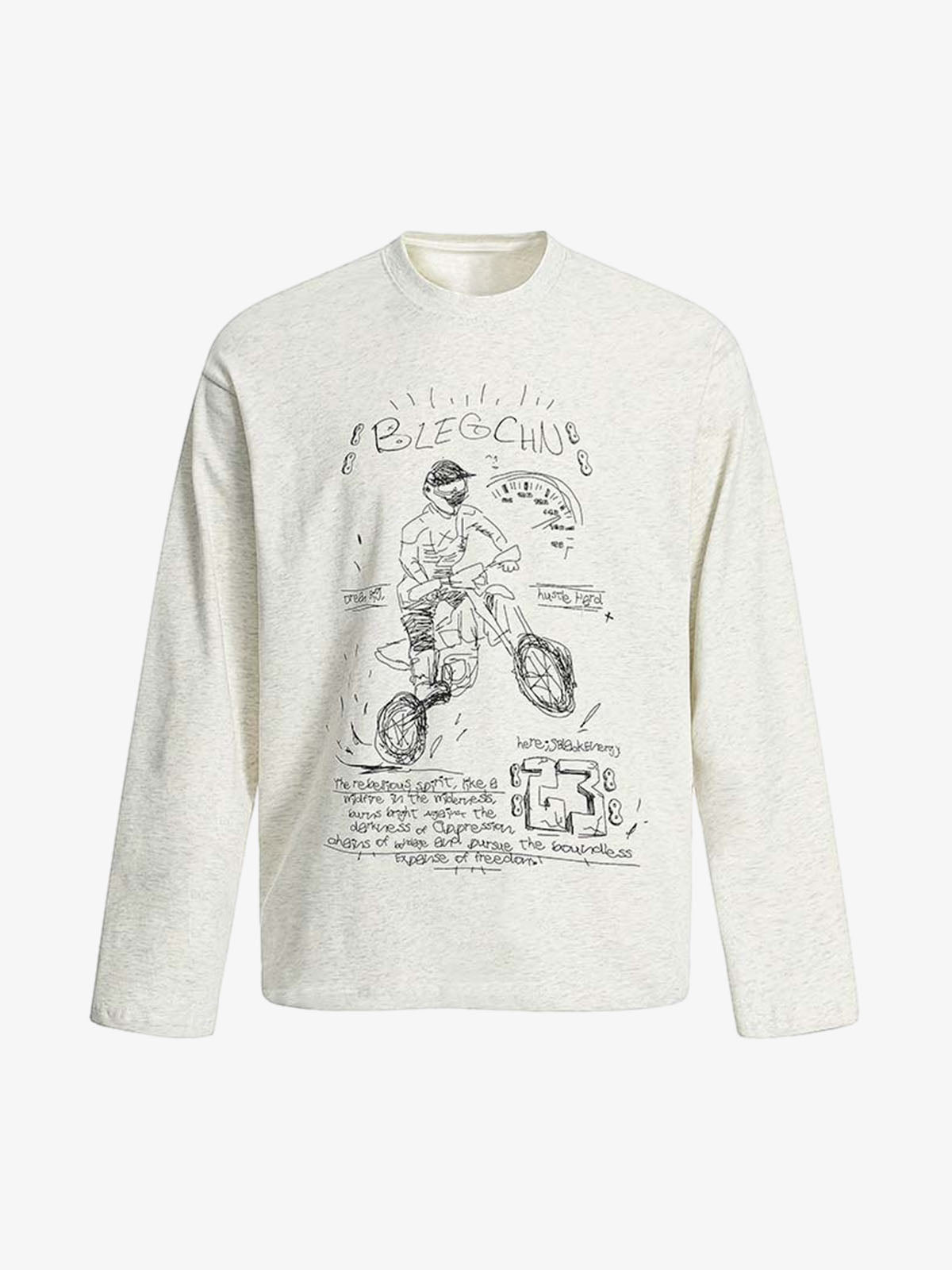 Hand-painted Cartoon Characters Printed Long-Sleeved T-Shirt