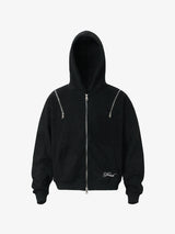 Suede Double-Ended Zippered Cropped Hooded Jacket