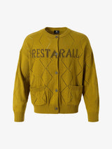 Retro Diamond Check Hollow Knit Cardigan Sweater