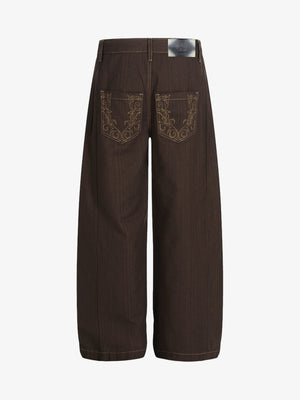 Vintage Contrast Thread Barrel Pants - thumbnail 2