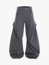 Vintage Distressed Pleated Barrel Pants