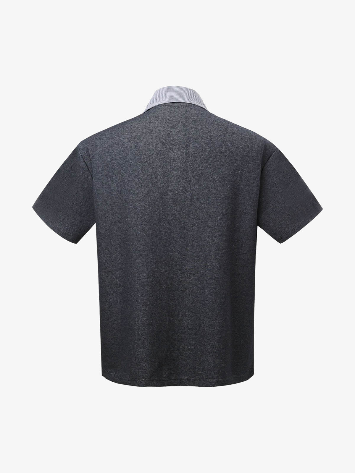 Retro Deconstructed Patchwork Striped Lapel T-Shirt