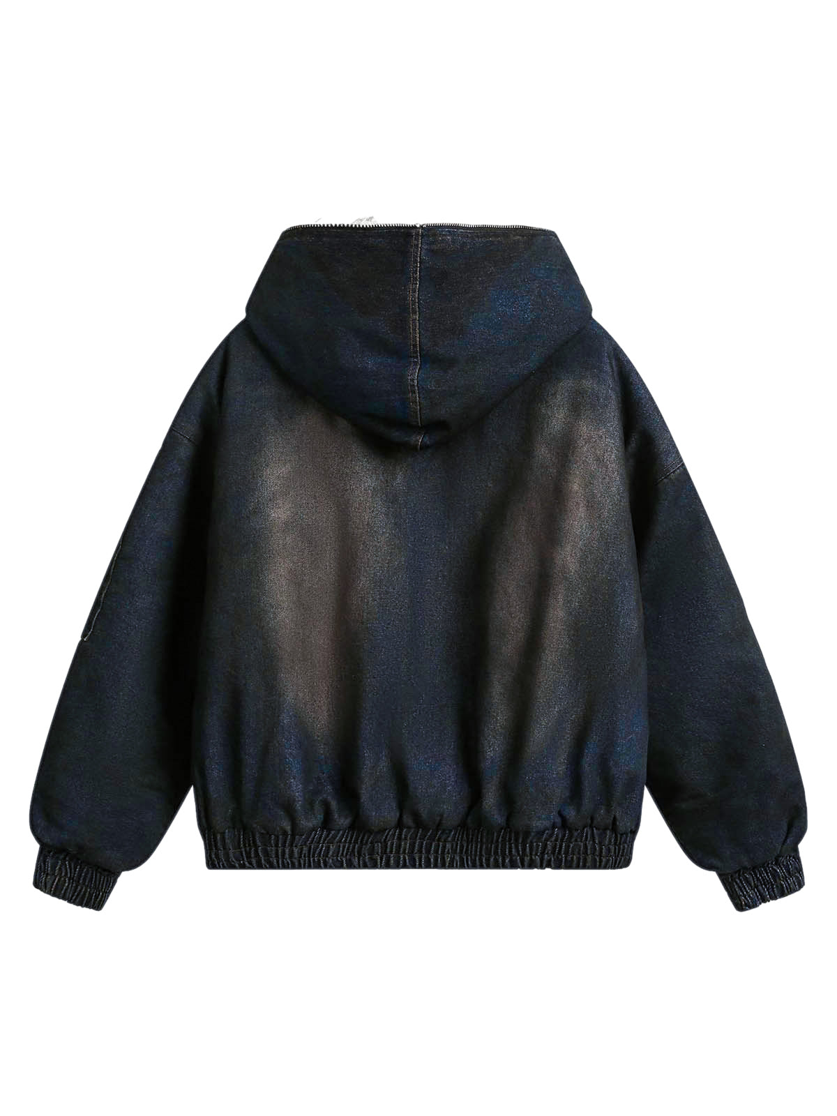 Washed Denim Fur Hooded Jacket Casual Streetwear Style - 10301