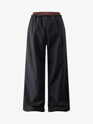 Retro Patchwork Faux Two-Piece Double Waist Casual Pants - thumbnail 4