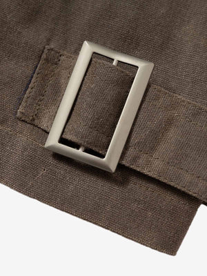 Cropped Brown Canvas Work Jacket – side buckle tab close-up | XoKool