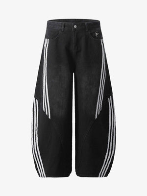 Contrast Side Stripe Denim Barrel Jeans - thumbnail 2