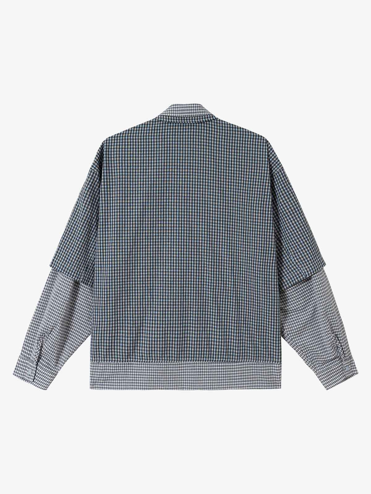 Double-layered Plaid Deconstructed Shirt - image 4