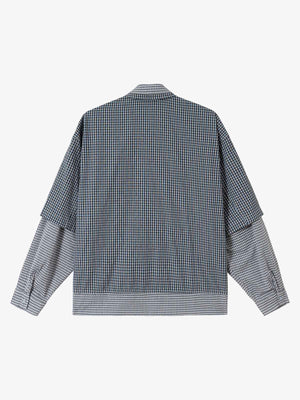 Double-layered Plaid Deconstructed Shirt - thumbnail 4