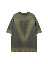 Oversized Cross and Studed T-Shirt