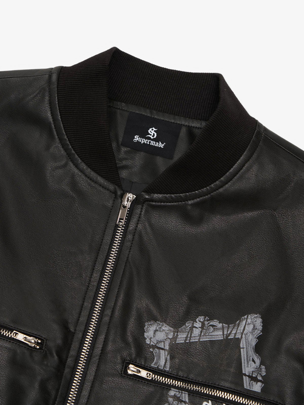 Thorn Destruction Frame Pattern Leather Vest - image 18