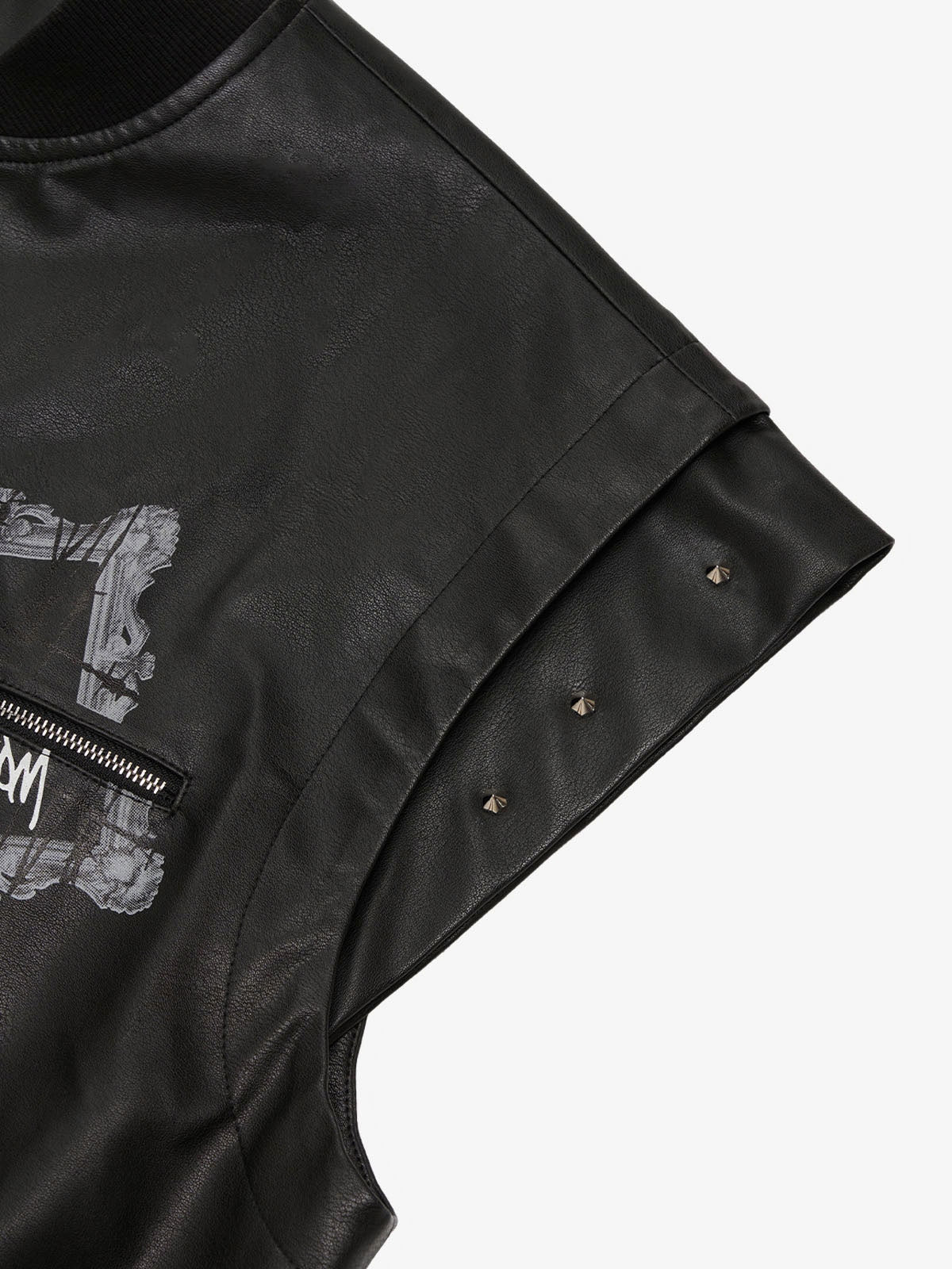 Thorn Destruction Frame Pattern Leather Vest - image 15