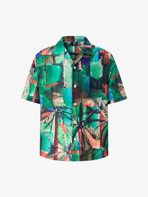 Beach Vacation Oil Painting Print Short-sleeved Shirt - thumbnail 1