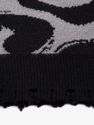 High Street Dark Skull Frayed-edge V-neck Sweater Vest - thumbnail 7