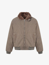 Retro Plaid Fur Collar Warm Padded Jacket