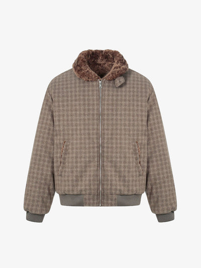 Bomber à carreaux avec col sherpa
