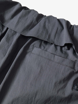 Street Ruffled Waist Pleated Drape Balloon Pants - thumbnail 4