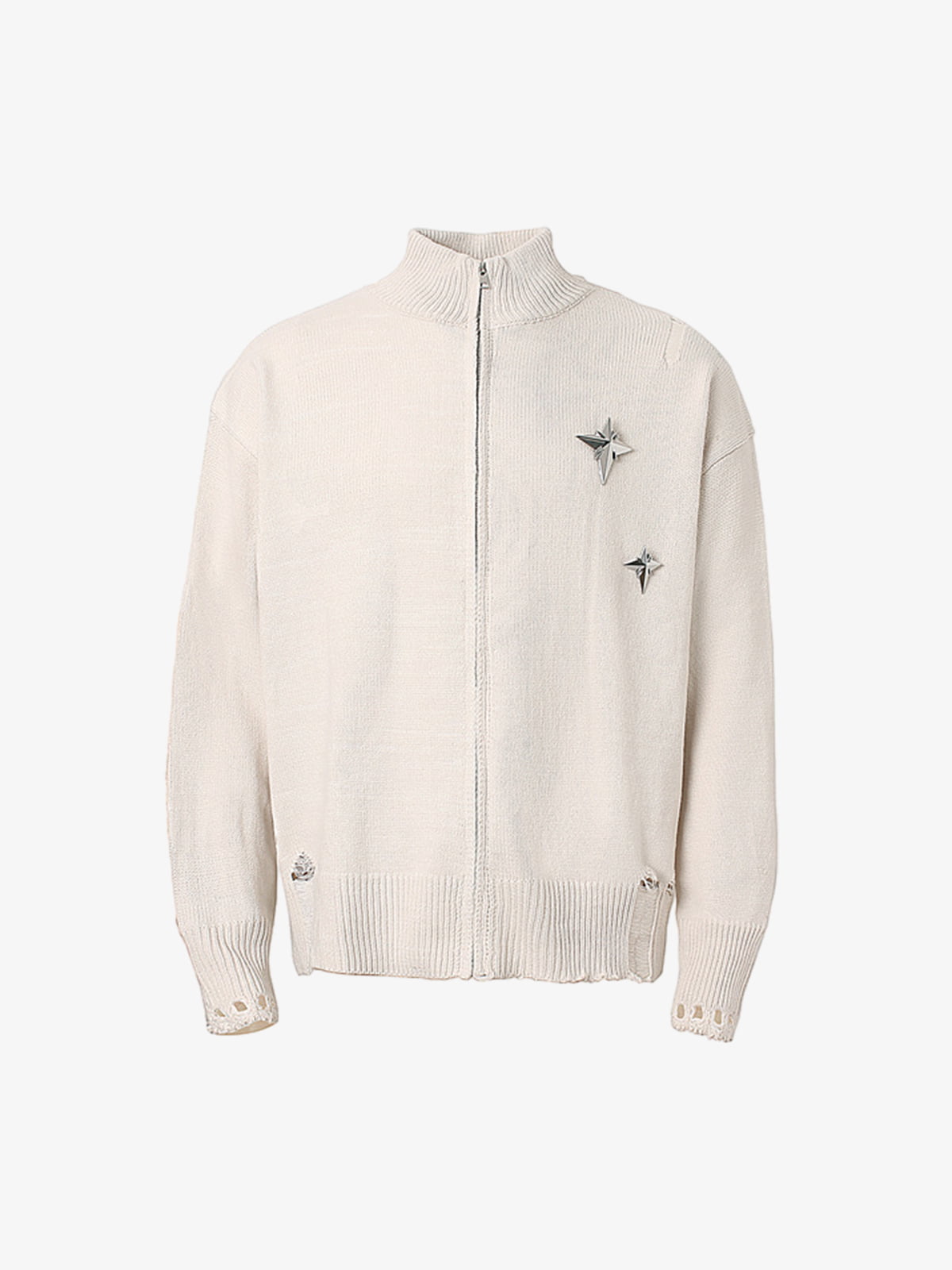 Heavy Cut Turtleneck Cardigan Zipper Sweater