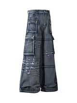 High Street Embroidery Hip Hop Jeans Urban Streetwear Style - 8002