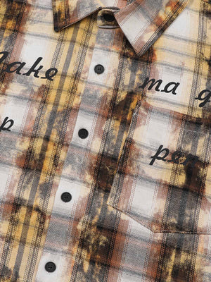 Distressed Mottled Plaid Human Figure Long Sleeve Shirt - thumbnail 3