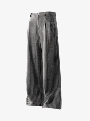 Retro Wool Blend Pleated Baggy Trousers - thumbnail 5