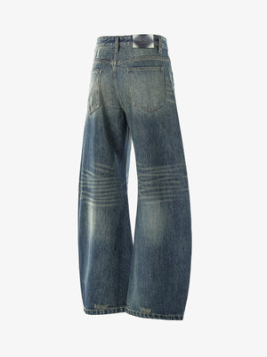 Vintage Washed Distressed Whisker Barrel Jeans - thumbnail 5