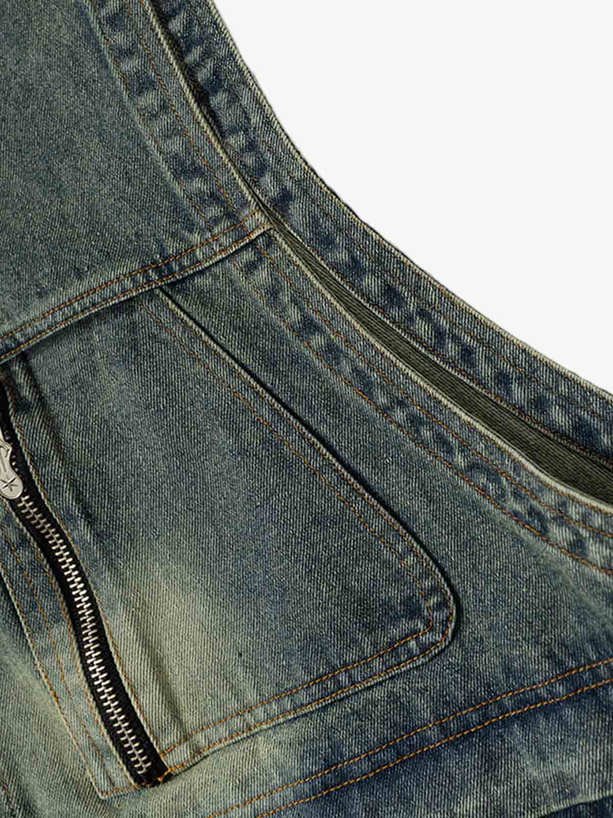 Functional Multi-Pocket Hooded Denim Vest - image 7