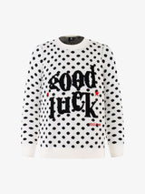 Retro Polka Dot Letter Jacquard Loose Knit Sweater