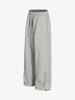 Draped Red Diamond Drawstring Casual Pants - thumbnail 2
