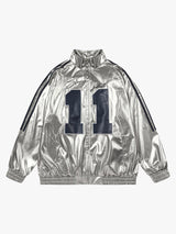 Number 11 Reflective Metallic Leather Track Jacket