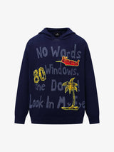 Vintage Patch Embroidered Hooded Sweater