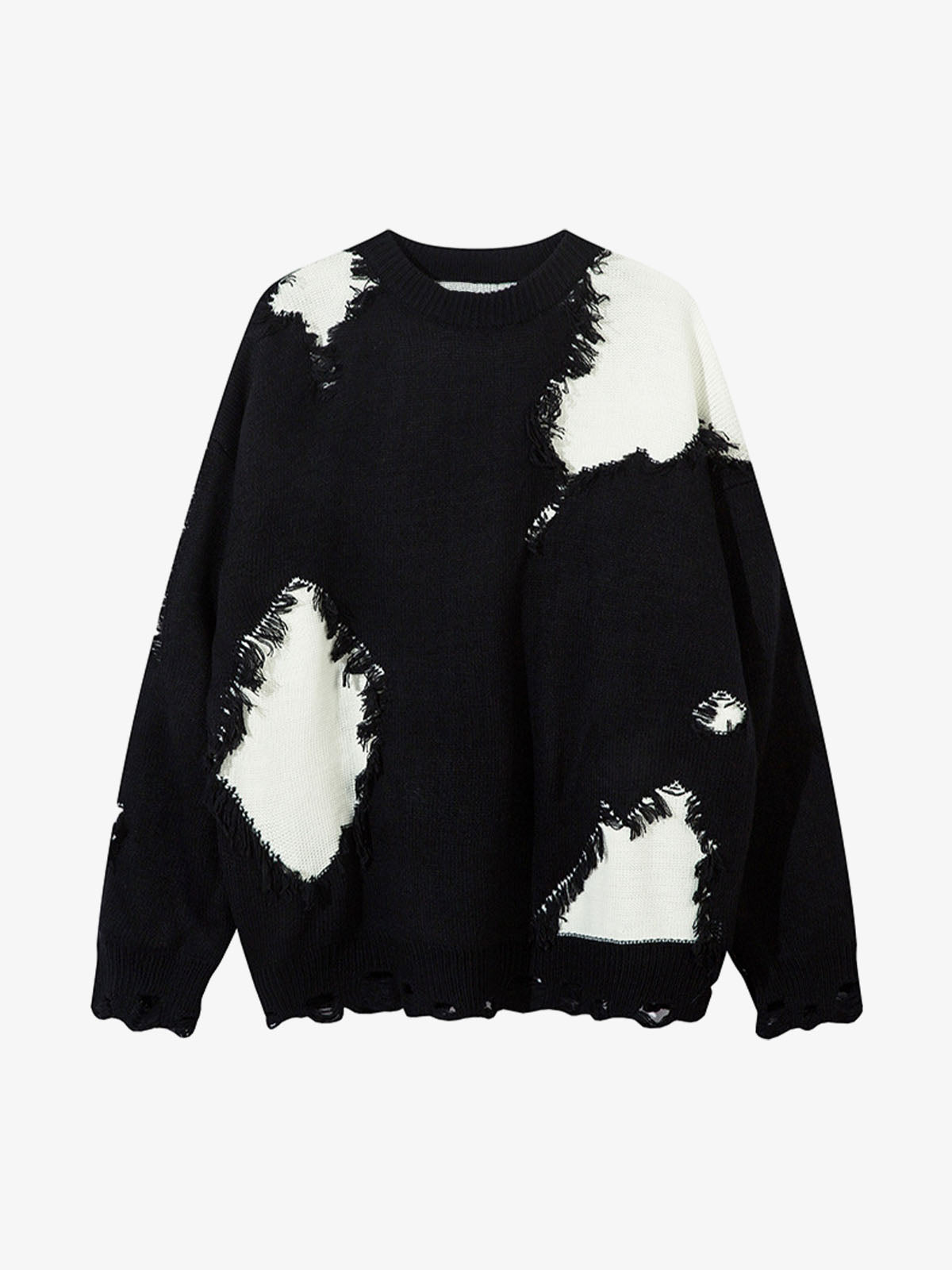Niche Raw Edge Fringed Knit Sweater