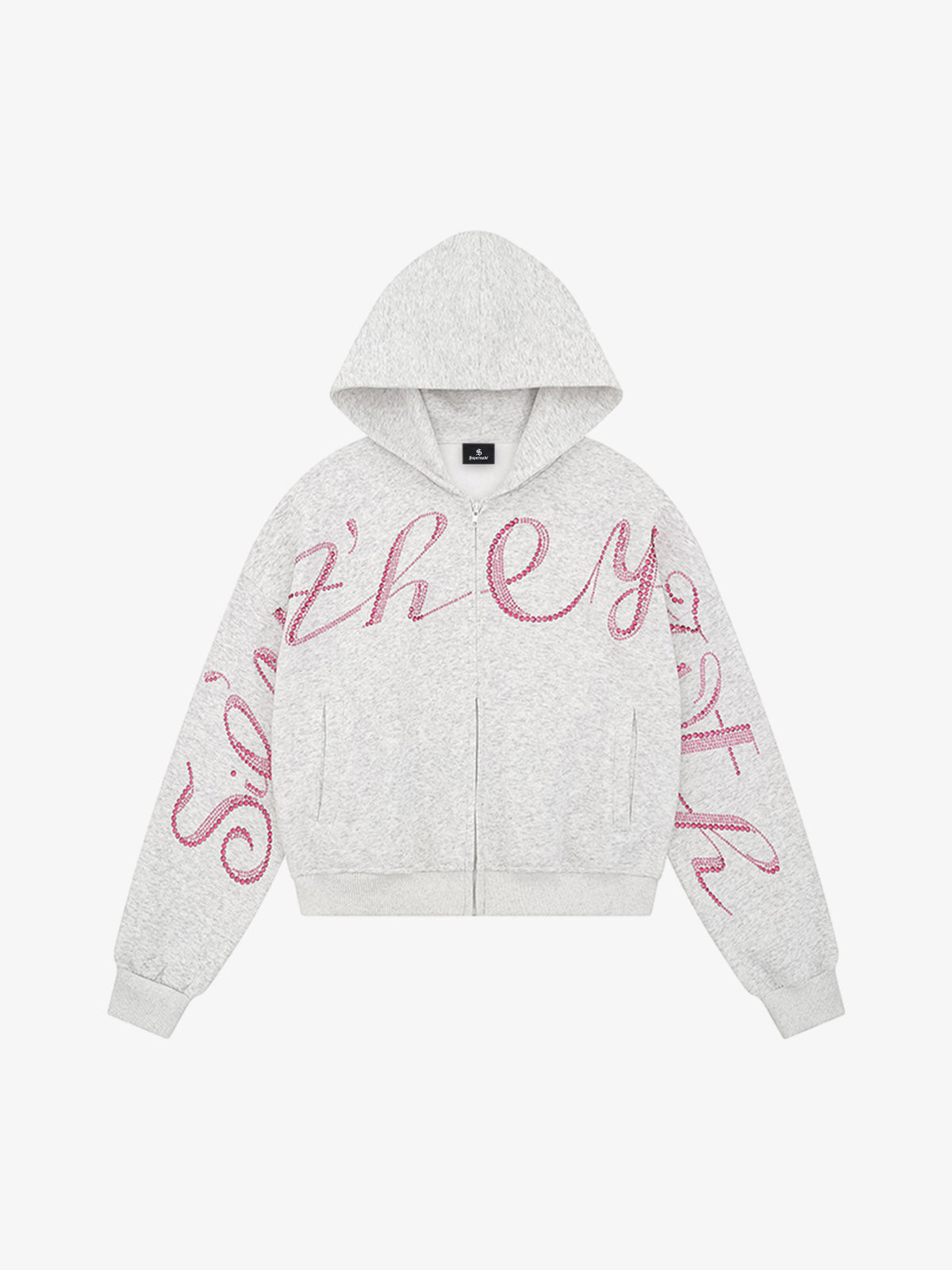 Street Hip-Hop Rhinestone Cropped Hooded Sweatshirt