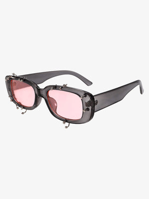 Retro Punk Studded Small Square Frame Sunglasses - thumbnail 4