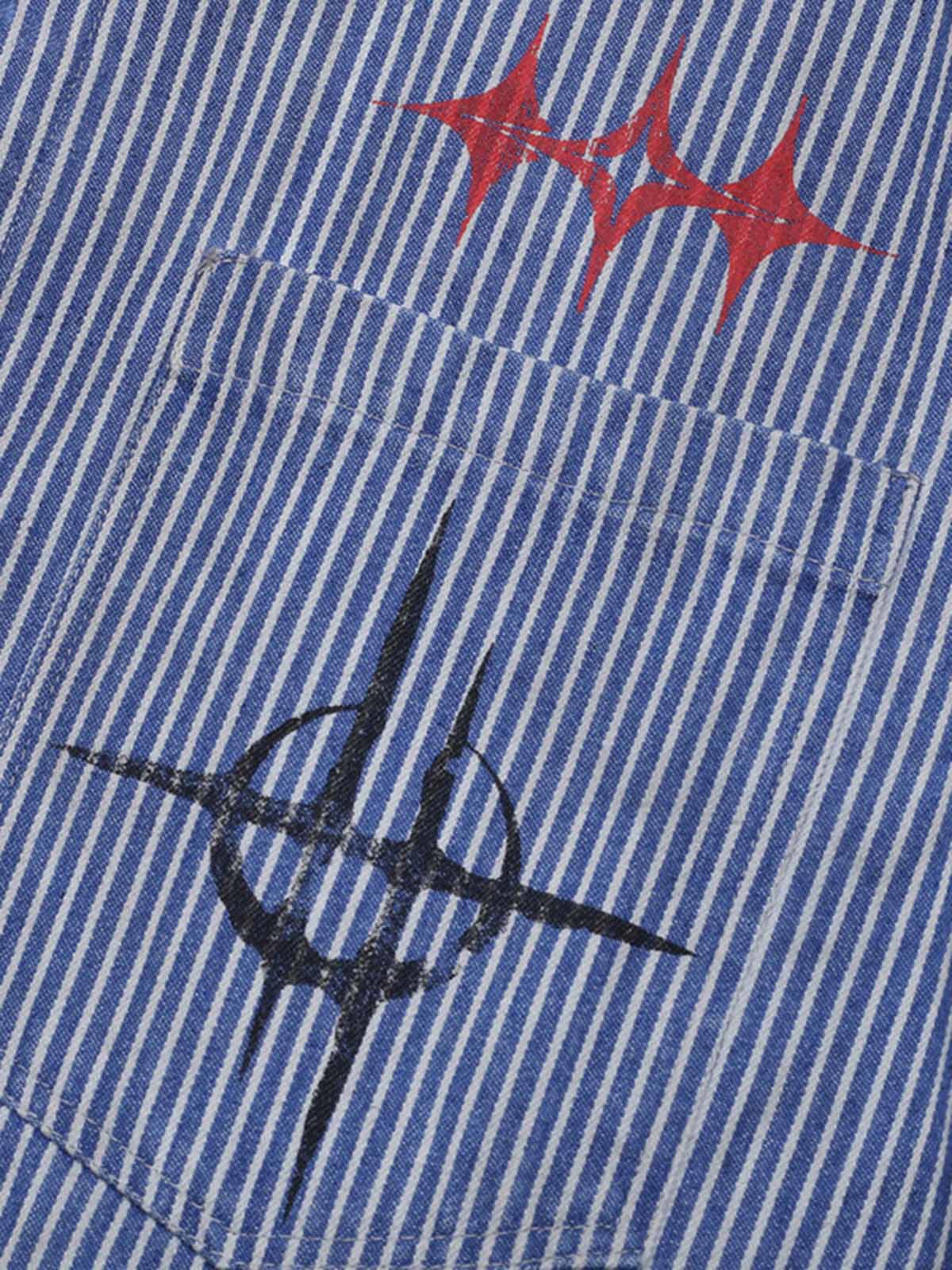Streetwear Red Star Striped Long Sleeve Shirt - image 6