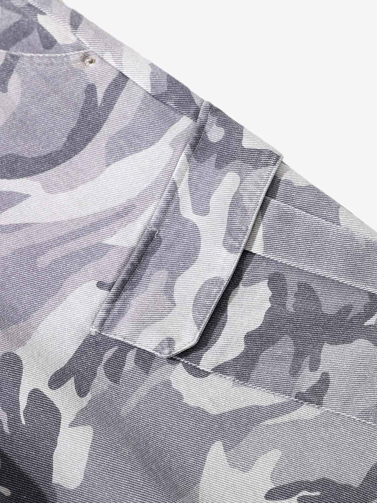 Woven Snow Camouflage Machete Wide-Leg Cargo Barrel Pants - image 8