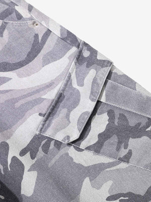 Woven Snow Camouflage Machete Wide-Leg Cargo Barrel Pants - thumbnail 8