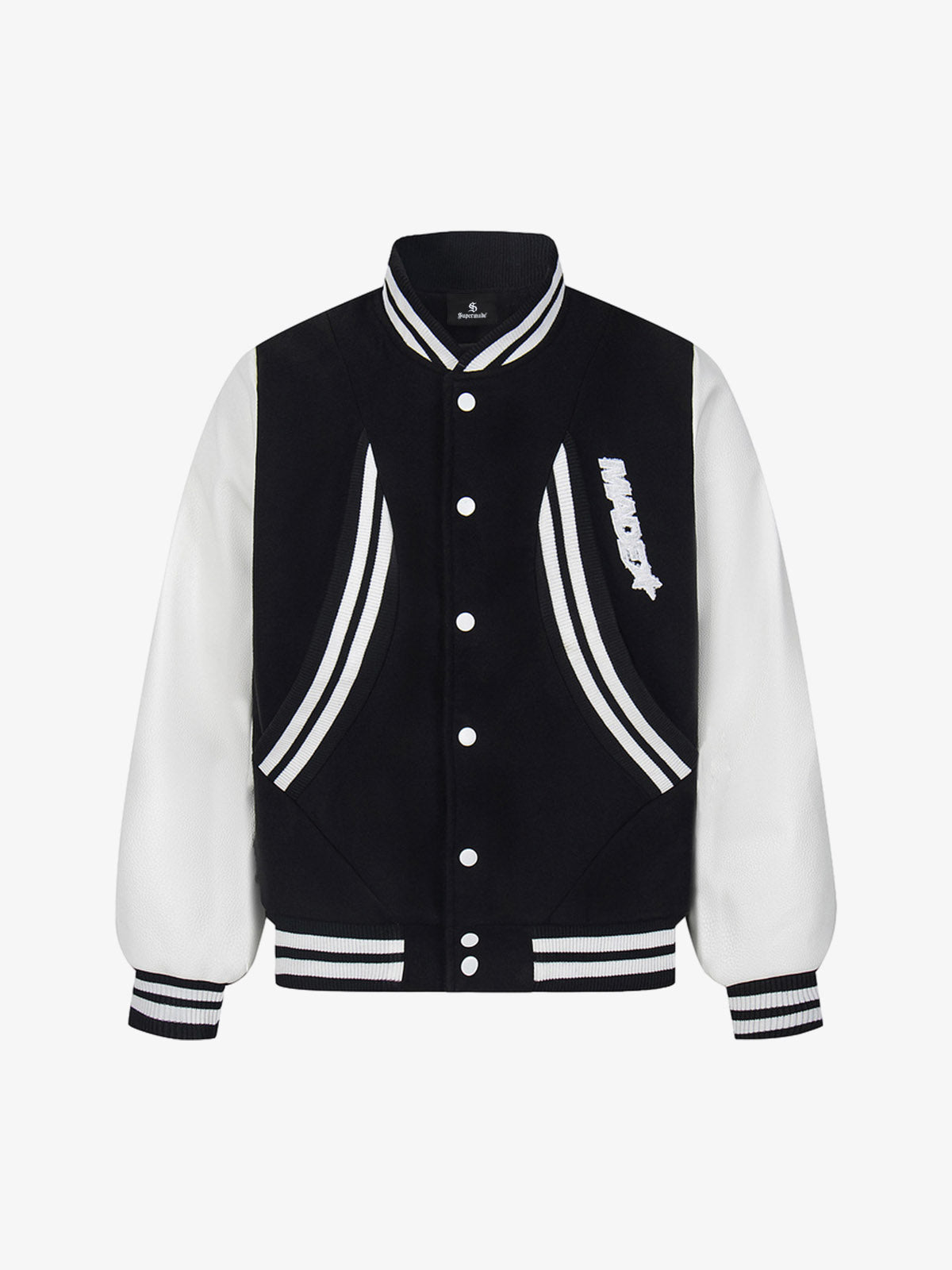 Retro Stripe With Contrast Stitching Baseball Jacket