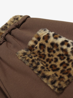 Retro Double-Waist Leopard Patch Barrel Pants - thumbnail 12