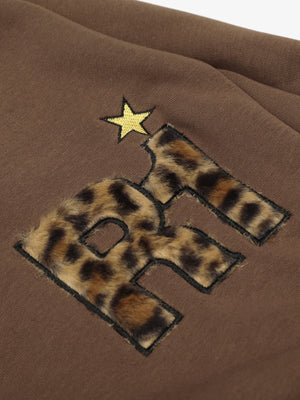 Retro Double-Waist Leopard Patch Barrel Pants - thumbnail 8