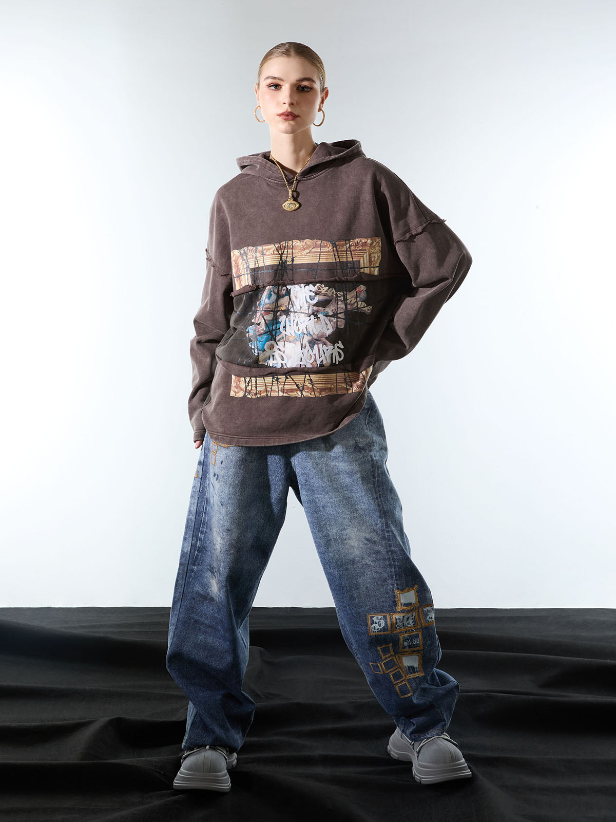 Frame Cross Print Denim Jeans | Xokool