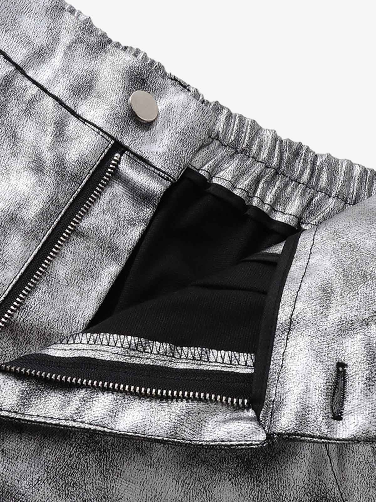 Retro Silver Loose Metallic Straight Pants - image 6