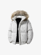 Vintage Fur Collar Hooded Cotton Jacket