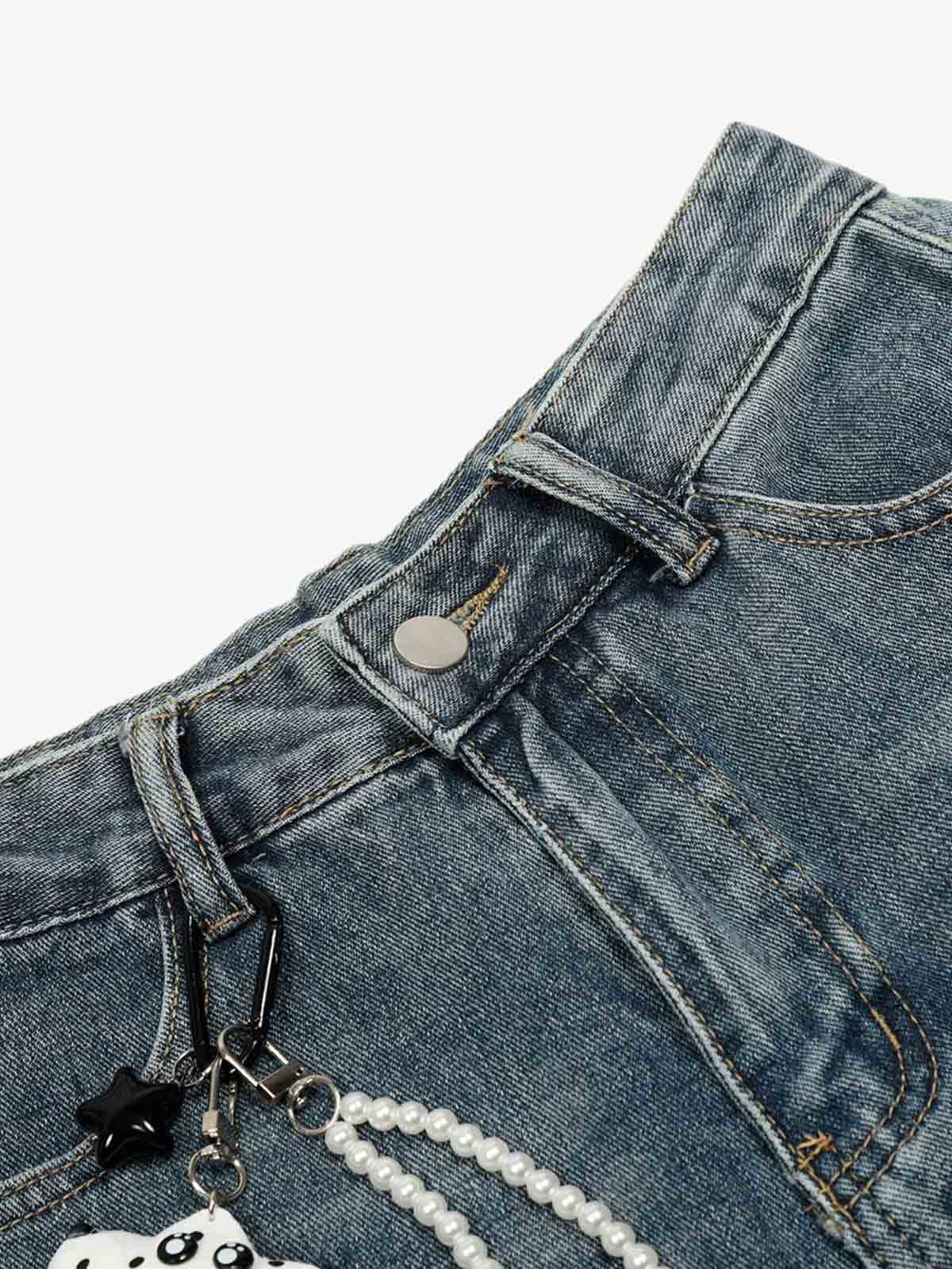 Blumen Barrel Jeans – Nahaufnahme Bund und Anhänger | XoKool