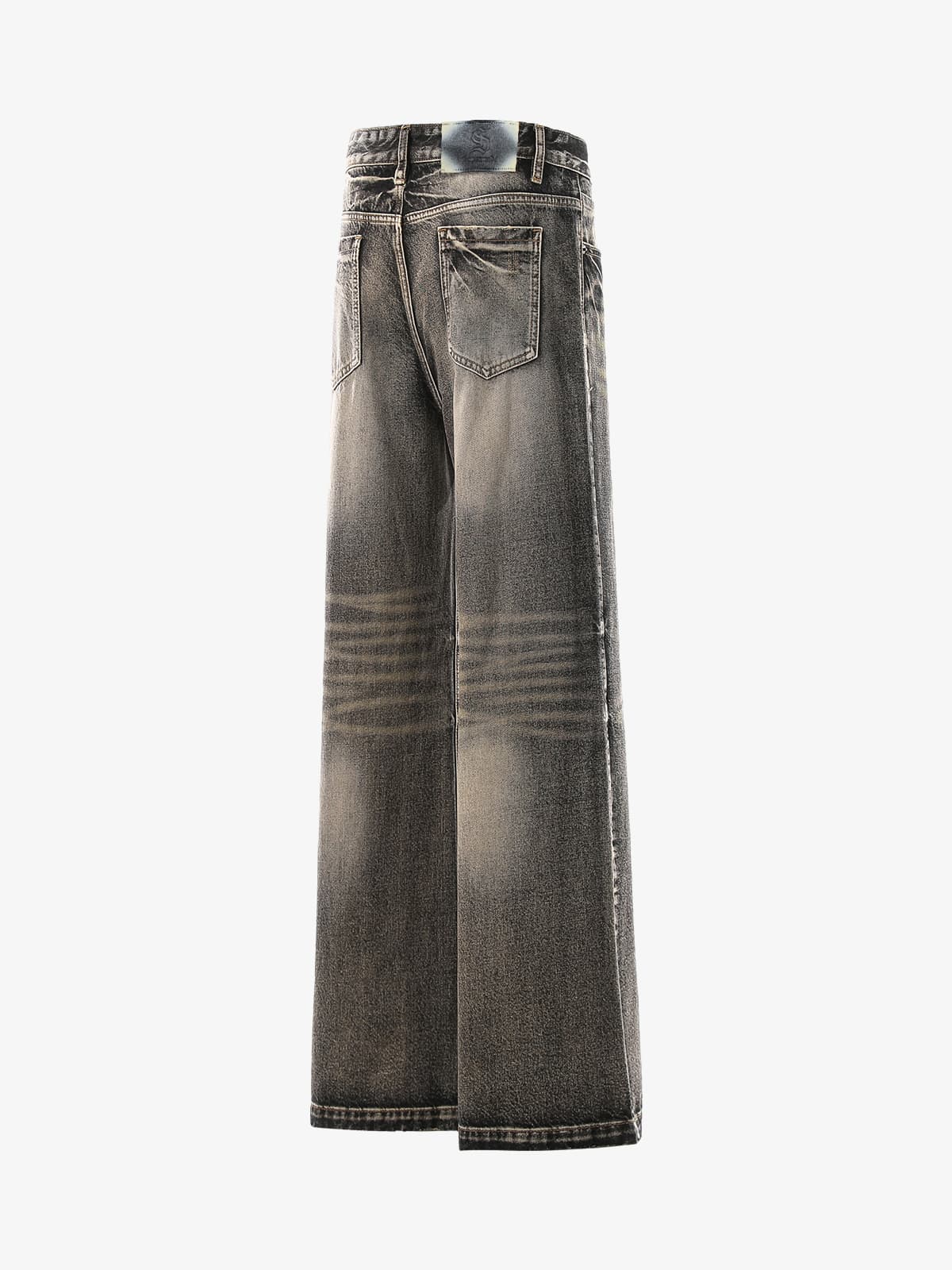Retro Washed Distressed Flared Denim Jeans