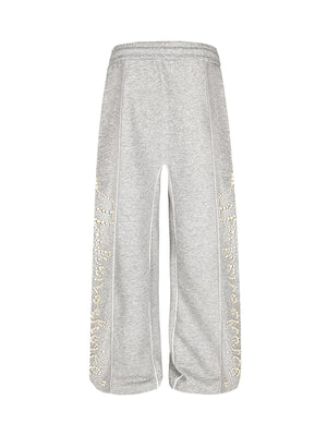 Retro Pearl Design Casual Straight Pants - thumbnail 3